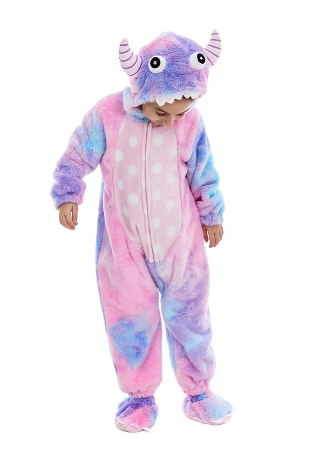 HSCTEK Baby Monster Costume, Infant Monster Cosplay Newborn Boys Girls, Toddler Halloween Onesie Suit Kids 12-18 Months Purple - Image 3
